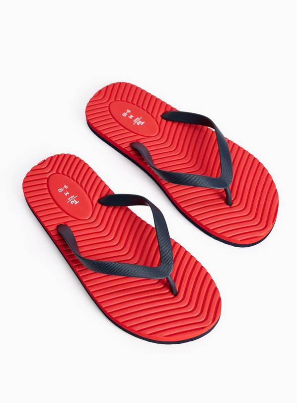 Red & Black Flip Flops L